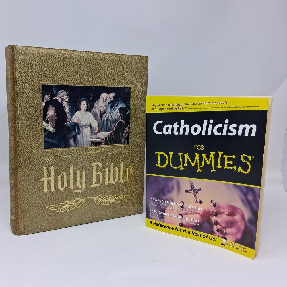 NAB Catholic Heirloom Edition Holy Bible and Catholicism For Dummies Book Set
